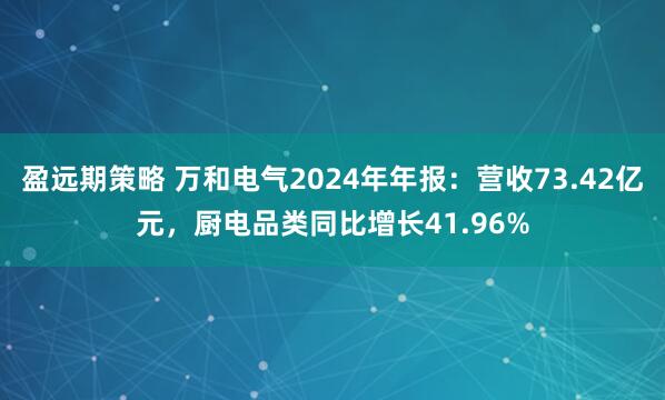 盈远期策略 万和电气2024年年报：营收73.42亿元，厨电品类同比增长41.96%