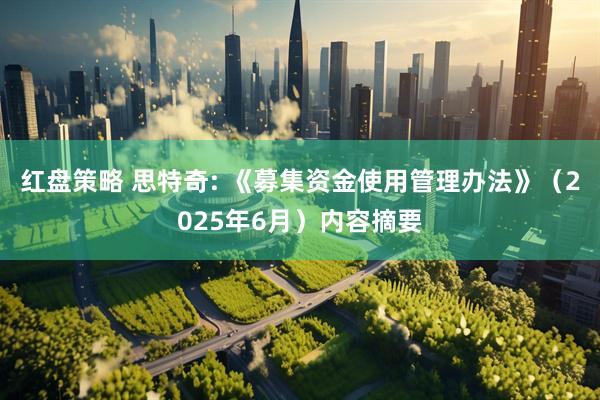 红盘策略 思特奇: 《募集资金使用管理办法》（2025年6月）内容摘要