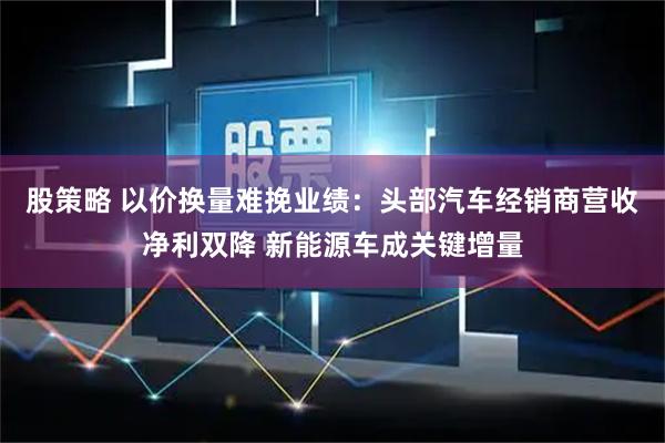 股策略 以价换量难挽业绩：头部汽车经销商营收净利双降 新能源车成关键增量